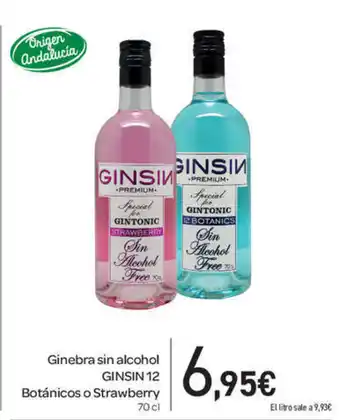Carrefour Ginsin 12 Ginebra sin alcohol Botánicos o Strawberry 70cl oferta