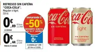 E.Leclerc Coca-cola - refresco sin cafeína regular / light oferta