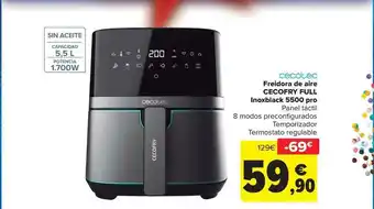 Carrefour Cecotec - freidora de aire cecofry full inoxblack 5500 pro oferta
