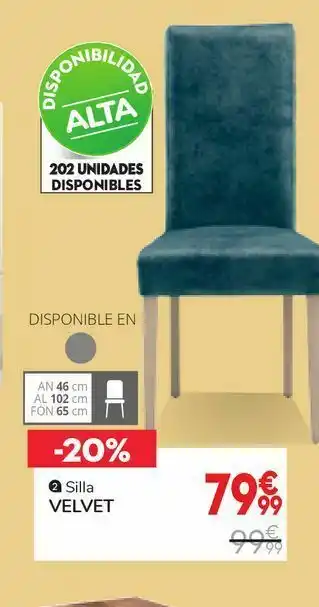 Conforama Sillas velvet oferta