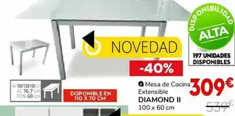 Conforama Mesa de cocina 100 cm diamond ii oferta