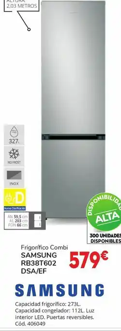 Conforama Frigorífico combi rb38t602dsa/ef samsung oferta