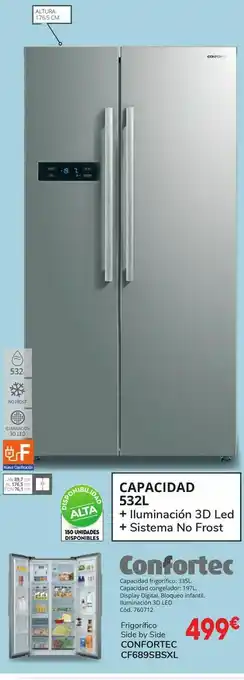 Conforama Frigoríficos confort sbs cf689sbsxl oferta