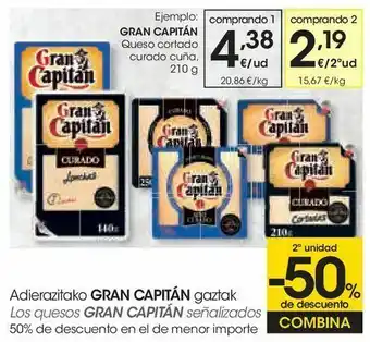 Eroski Queso cortado curado gran capitán oferta
