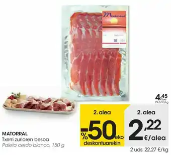 Eroski Paleta de cerdo blanco matorral oferta