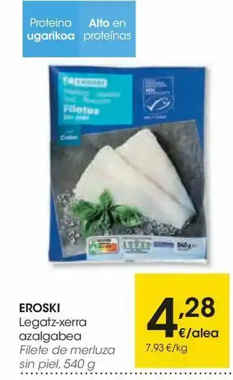 Eroski Filete de merluza sin piel oferta