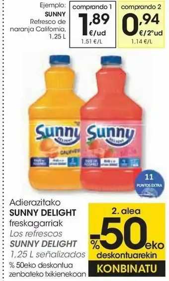 Eroski Refresco de naranja californiana sunny delight oferta