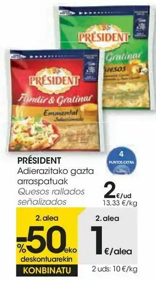 Eroski Queso rallado président oferta