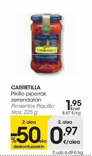 Eroski Pimientos del piquillo tiras carretilla oferta
