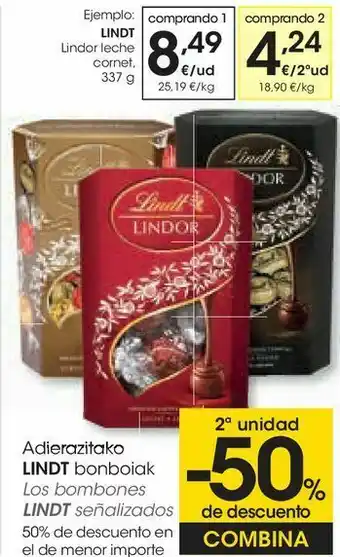 Eroski Lindor leche cornet lindt oferta