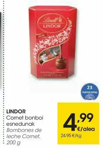 Eroski Bombones de leche cornet lindor oferta