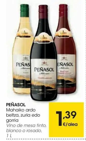 Eroski Vino de mesa tinto, blanco o rosado peñasol oferta