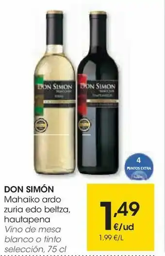 Eroski Vino de mesa blanco o tinto don simón oferta