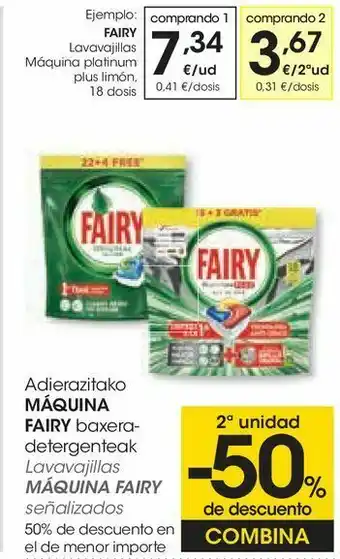 Eroski Lavavajillas máquina platinum plus limón fairy oferta