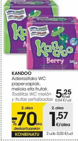 Eroski Toallitas wc melón y frutas kandoo oferta