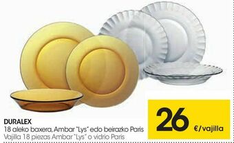 Eroski Vajilla 18 piezas ambar "lys" o vidrio paris duralex oferta