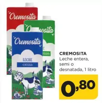 Alimerka CREMOSITA Leche entera, semi o desnatada, 1 litro oferta