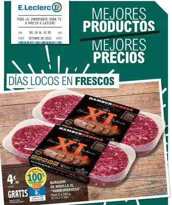 E.Leclerc "Hamburdehesa" Burguer De Novilla XL Pack 2 x 200g oferta