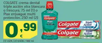 HiperDino Colgate crema dental triple acción xtra blancura o frescura o plax enjuague multi protección oferta
