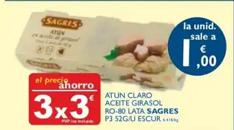 Supermercados La Despensa Sagres Atun Claro Aceite Girasol RO-80 Lata P3 52g/u oferta