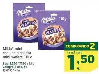 HiperDino Milka - mini cookies o galleta mini wafers oferta