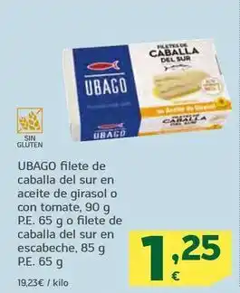 HiperDino Ubago - filete de caballa del sur en aceite de girasol o con tomate oferta