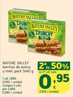 HiperDino Nature valley barritas de avena y miel oferta