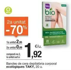 BonpreuEsclat Taky - bandes de cera depilatòria corporal ecològiques oferta