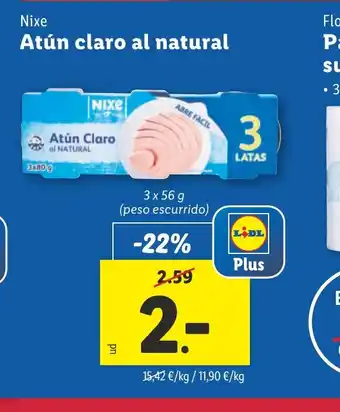 Lidl Nixe Atún claro al natural oferta