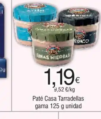 FROIZ Paté Casa Tarradellas gama 125 g unidad oferta
