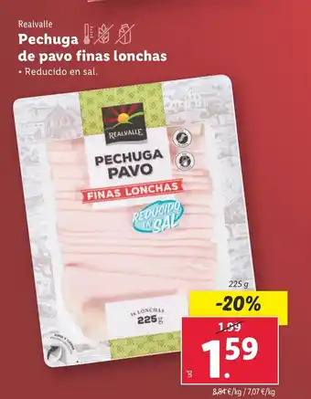 Lidl Pechuga de pavo finas lonchas oferta