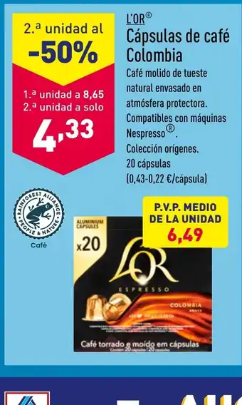 ALDI Cápsulas de café oferta