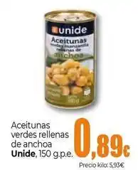 Unide Supermercados Unide - aceitunas verdes rellenas de anchoa oferta