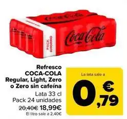 Carrefour Coca-cola - refresco regular, light, zero o zero sin cafeína oferta