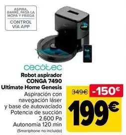 Carrefour Cecotec - robot aspirador conga 7490 ultimate home genesis oferta