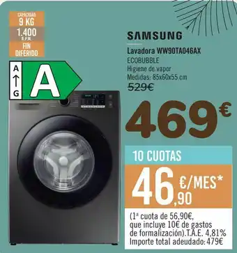 Samsung Samsung lavadora ww90ta046ax oferta
