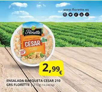 Supermercados MAS ENSALADA BARQUETA CESAR 210 GRS FLORETTE 210g oferta