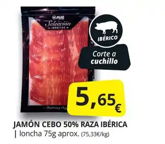 Supermercados MAS JAMÓN CEBO 50% RAZA IBÉRICA oferta