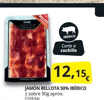 Supermercados MAS JAMÓN BELLOTA 50% IBÉRICO oferta