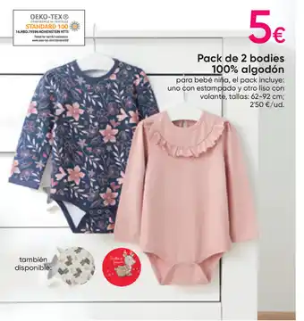 Pepco Pack de 2 bodies 100% algodón oferta