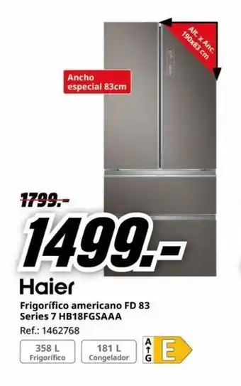 MediaMarkt Frigorífico americano FD 83 Series 7 HB18FGSAAA oferta