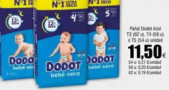 FROIZ Pañal Dodot Azul T3 (62 u), T4 (58 u) o T5 (54 u) unidad oferta