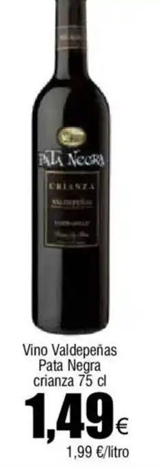 FROIZ Vino Valdepeñas Pata Negra crianza 75 cl oferta