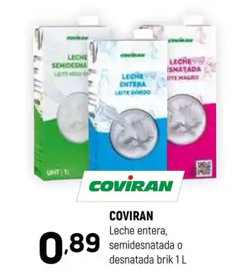 Coviran COVIRAN Leche entera, semidesnatada o desnatada brik 1 L oferta