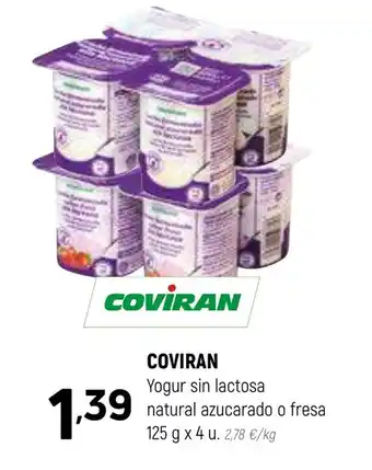 Coviran COVIRAN Yogur sin lactosa natural azucarado o fresa oferta