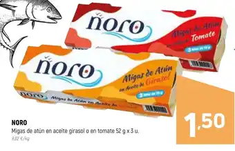 Coviran NORO Migas de atún en aceite girasol o en tomate 52 g x 3 u. oferta