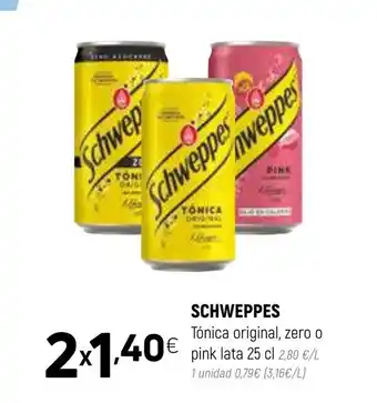 Coviran SCHWEPPES Tónica original, zero o pink lata 25 cl oferta