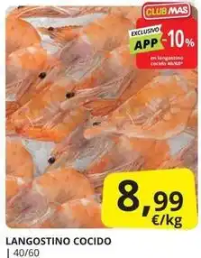 Supermercados MAS Langostinos cocidos oferta