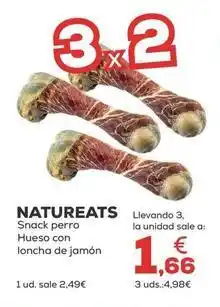 Kiwoko Natureats - snack perro hueso con loncha de jamón oferta