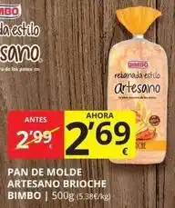 Supermercados MAS Bimbo - pan de molde artesano brioche oferta